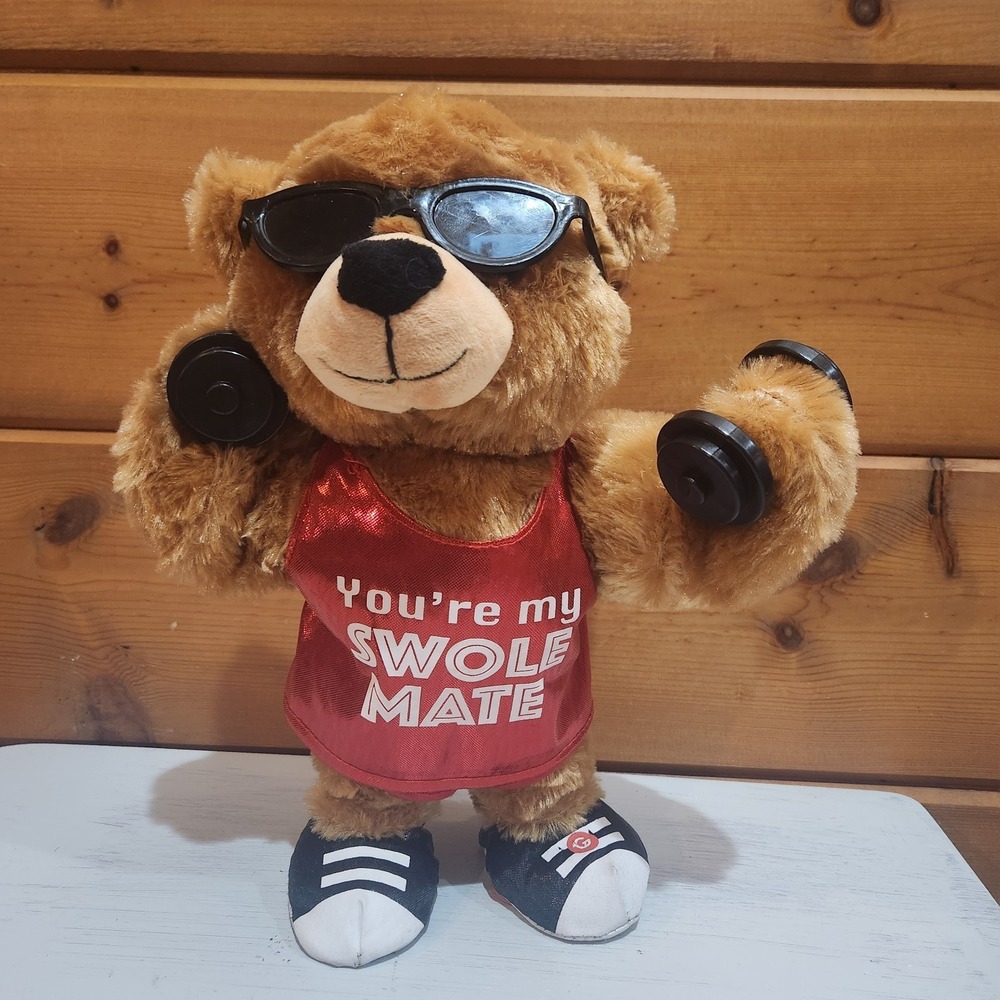 Gemmy Animated Valentine Dancing Singing‎ DMX Party Teddy Bear Plush Gym Fitness